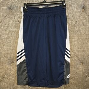 Mens Small Adidas Navy Shorts With White & Gray Side Accents.